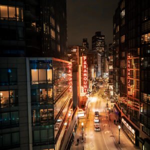 Paramount Glow — Boston at Night (16×16 Fine Art Photograph)